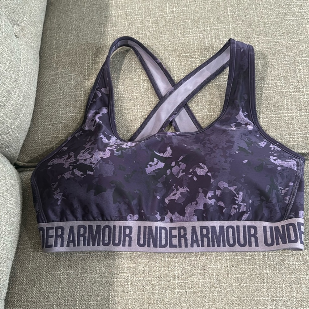 XL purple camo under armory sports bra